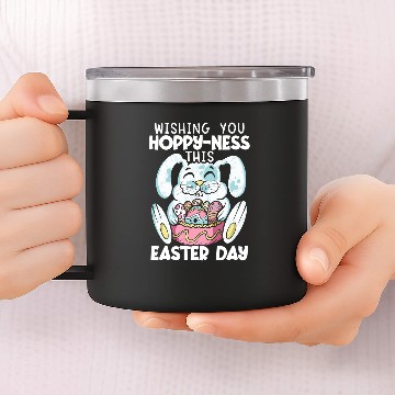 Discover Rabbits Easter Bunny Egg Hunting 14oz Stainless Steel Tumblers