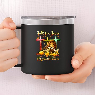 Discover Lion Gift Sheep Fall For Jesus He Never Leaves Lion Sheep Christian 86 Baseball Tees 14oz Stainless Steel Tumblers
