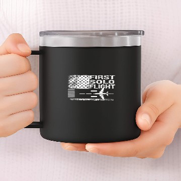Discover First Solo Flight Aircraft Pilot Plane 14oz Stainless Steel Tumblers