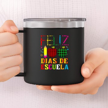 Discover Feliz 100 Dias De Escuela Spanish Teacher 100 Days School 14oz Stainless Steel Tumblers