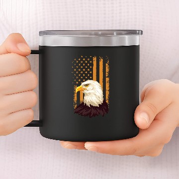 Discover Eagle Flag Orange Bald Eagle American Patriotic 14oz Stainless Steel Tumblers