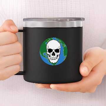 Discover Skeletons Skulls Planet Earth Background with Skull Zip 14oz Stainless Steel Tumblers