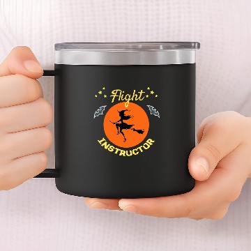 Discover Flight Instructor witch broom bats pilot funny halloween Baseball Tees 14oz Stainless Steel Tumblers