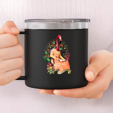 Discover FANCY ART READING DRESSED FLAMINGO 14oz Stainless Steel Tumblers
