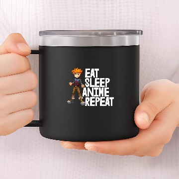 Discover Eat Sleep Anime Repeat Funny Animation 14oz Stainless Steel Tumblers