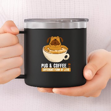 Discover Pug Lover Coffee Cup 12 Pugs Dog 14oz Stainless Steel Tumblers