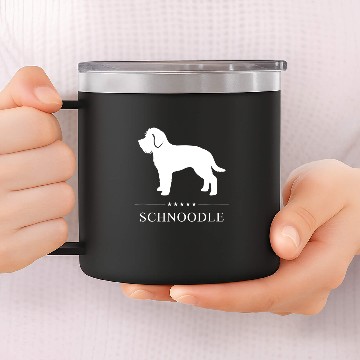 Discover Schnoodle Dog White Silhouette Zip 14oz Stainless Steel Tumblers