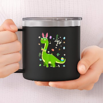 Discover Brontosaurus Bunny Ears Egg Easter Day Dinosaur Dino Kids 14oz Stainless Steel Tumblers