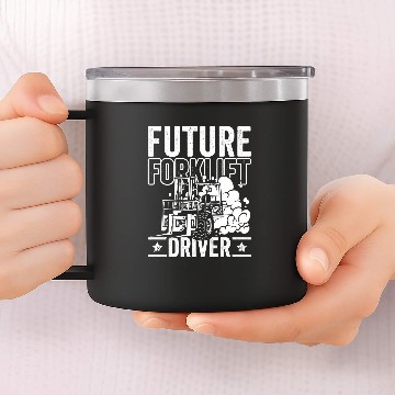 Discover Future Forklift Driver Forklift Operator Warehouse for Kids 14oz Stainless Steel Tumblers