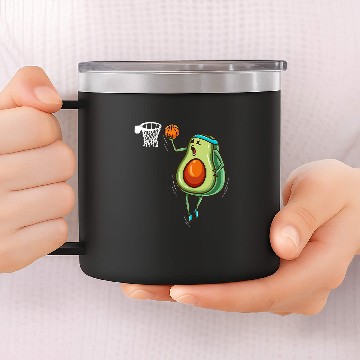 Discover Funny Basketball Funny Avocado Playing Zip 14oz Stainless Steel Tumblers