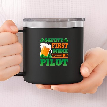 Discover Safety First Drink With a Pilot St Patricks Day Baseball Tees 14oz Stainless Steel Tumblers