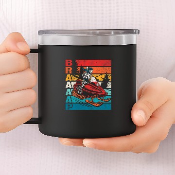 Discover Braap Retro Snowmobiling Skeleton Baseball Tees 14oz Stainless Steel Tumblers