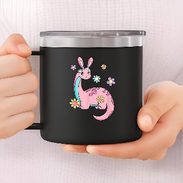 Discover brontosaurus bunny ears egg easter day dinosaur dino boys 14oz Stainless Steel Tumblers