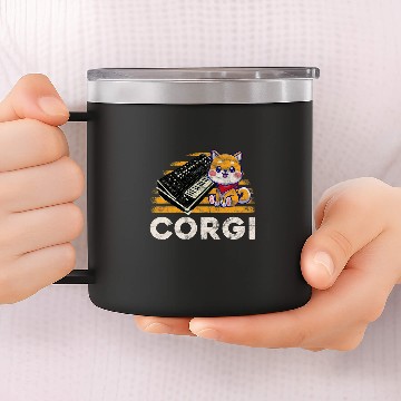 Discover Corgi Keyboard Analog Dog Synthesizer Baseball Tees 14oz Stainless Steel Tumblers