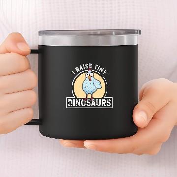 Discover I Raise Tiny Dinosaurs Chicken Silhouette Farmer Pets 22 Zip 14oz Stainless Steel Tumblers