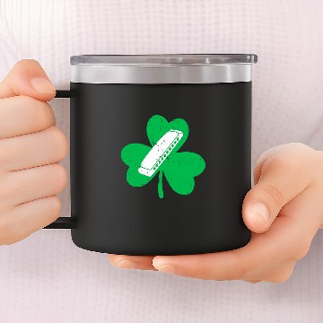 Discover Funny Harmonica Music Lover Irish Shamrock Harmonica St. Patricks Day Zip 14oz Stainless Steel Tumblers