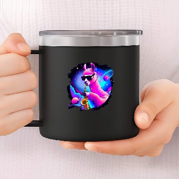 Discover Funny Saxophone Lama Llama Playing Saxophone in Space Outer Space Sax Llama Baseball Tees 14oz Stainless Steel Tumblers