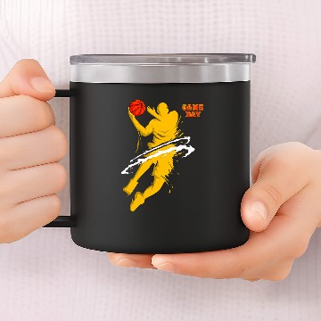 Discover Funny Basketball Game Day Basketball Exploded 14oz Stainless Steel Tumblers