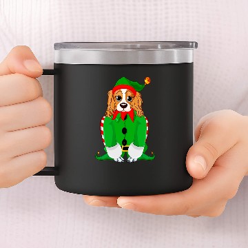 Discover Cavalier King Charles Spaniel Pet Funny King Charles Spaniel In Elf Christmas Dog 14oz Stainless Steel Tumblers 14oz Stainless Steel Tumblers