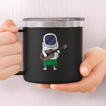 Discover Funny Ukulele Astronauts Outer Space Ukulele Luau Cute Funny Hawaii Gift 14oz Stainless Steel Tumblers