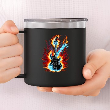 Discover Funny Guitar Burning Guitar A Fiery and Fearless Tribute 1 Guitarist 14oz Stainless Steel Tumblers