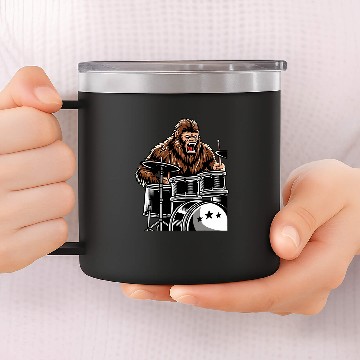 Discover Funny Drummer Retro bigfoots Sasquatch Playing Drums 2Music Band Drummer 14oz Stainless Steel Tumblers