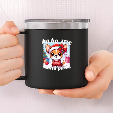 Discover Chihuahua Pet Ho ho its Santa paws cute Chihuahua in Christmas costume 14oz Stainless Steel Tumblers
