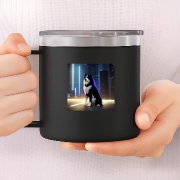 Discover Border Collie Pet Soft Fluffy Border Collie Samoyed Dog Puppy Posing Baseball Tees 14oz Stainless Steel Tumblers