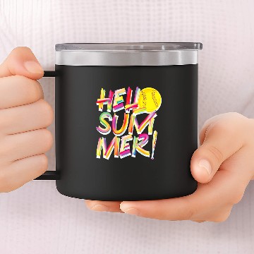 Discover Softball Gift Hello Summer Fastpitch SlowPitch 14oz Stainless Steel Tumblers