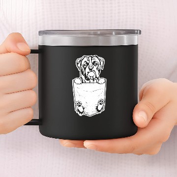 Discover Boxer Pet RIPPED IN POCKET 14oz Stainless Steel Tumblers