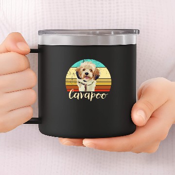 Discover Cavapoo Pet Cute Cavapoo Dog Mom Dad Vintage Pet Owner Graphic 327 14oz Stainless Steel Tumblers