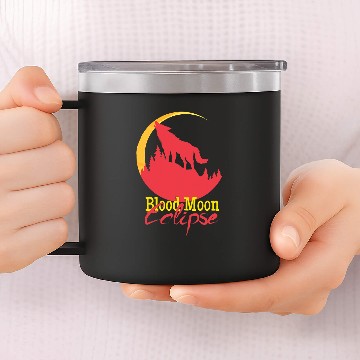 Discover Coyote Mammal Blood Moon Eclipse Howling 14oz Stainless Steel Tumblers