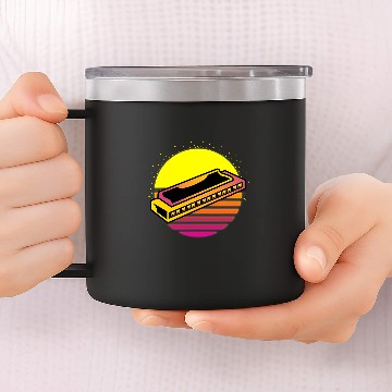 Discover Funny Harmonica Sunset Harmonica Orchestra Member 14oz Stainless Steel Tumblers