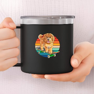 Discover Labradoodle Pet Funny Skateboarding Dog Skateboarder Baseball Tees 14oz Stainless Steel Tumblers