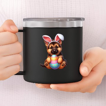 Discover German Shepherd Pet Puppy Easter Bunny Colorful Easter Egg 14oz Stainless Steel Tumblers