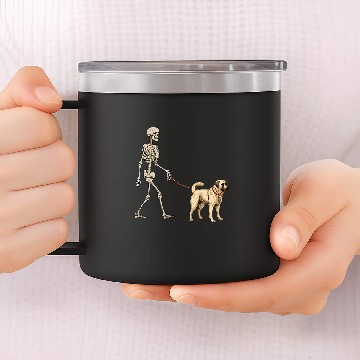 Discover Anatolian Shepherd Pet Funny Anatolian Shepherd Skeletons Dog Walking Halloween 14oz Stainless Steel Tumblers