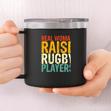Discover Sport Rugby Mom Mother Real Woman Raise Rugby Player Vintage 14oz Stainless Steel Tumblers