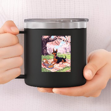 Discover Miniature Pinscher Pet Cherry Blossom Funny Dog Picnic Zip 14oz Stainless Steel Tumblers