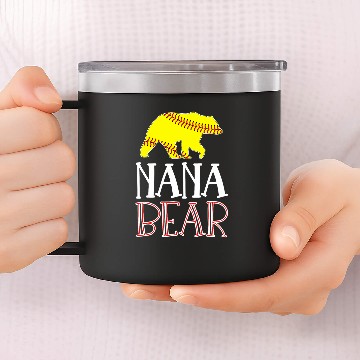 Discover Sport Softball Nana Bear Softball Nana Of A Softball Player Baseball Tees 14oz Stainless Steel Tumblers