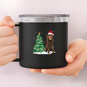 Discover Labrador Pet chocolate labrador Christmas Lights Decor xmass Tree 14oz Stainless Steel Tumblers