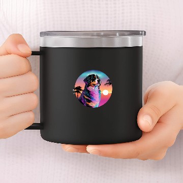 Discover Bernese Mountain Pet Synthwave 80s Retrowave Aesthetic Baseball Tees 14oz Stainless Steel Tumblers
