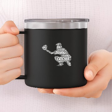 Discover Sport Baseball Catcher 2Word Art Zip 14oz Stainless Steel Tumblers