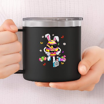 Discover Sport Baseball Funny Easter Egg Playing Baseball Bunny Ears Easter Day 14oz Stainless Steel Tumblers