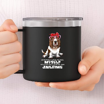 Discover Basset Hound Pet Funny Basset Hound Womens Its Not Worth The Jailtime Zip 14oz Stainless Steel Tumblers