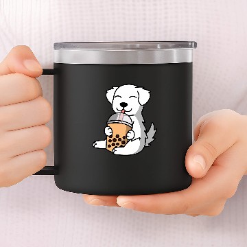 Discover Pyrenees Pet Boba Bubble Milk Tea Great 14oz Stainless Steel Tumblers