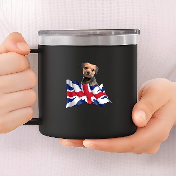 Discover Border Terrier Pet Union Jack Flag Dog Zip 14oz Stainless Steel Tumblers