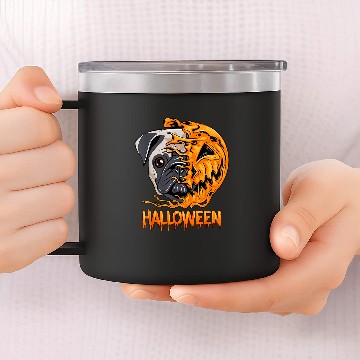 Discover Pug Pet Halloween Pumpkin Skeletons Scary Spooky Season 119 14oz Stainless Steel Tumblers
