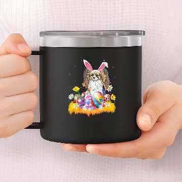 Discover Papillon Pet Funny Easter Egg Lover Papillon Dog Easter Sunday Zip 14oz Stainless Steel Tumblers