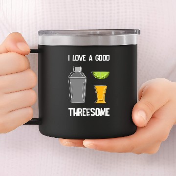 Discover Threesome Bartender Tequila Drinking 14oz Stainless Steel Tumblers