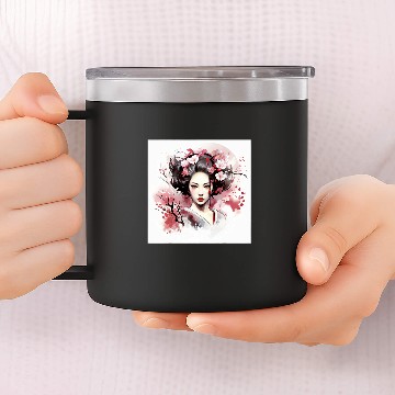 Discover Japanese Elegance Geishas Blossom Vector Baseball Tees 14oz Stainless Steel Tumblers